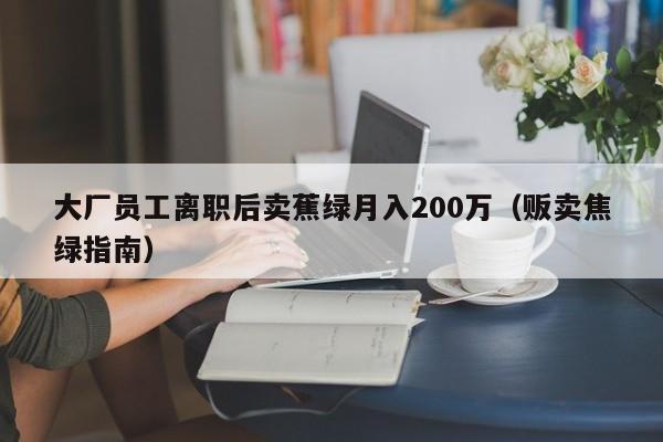 大厂员工离职后卖蕉绿月入200万（贩卖焦绿指南）